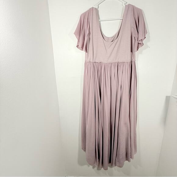 Renee Loves Frances Mauve Goddess Short Sleeve Midi Dress Size Large - Picture 2 of 14